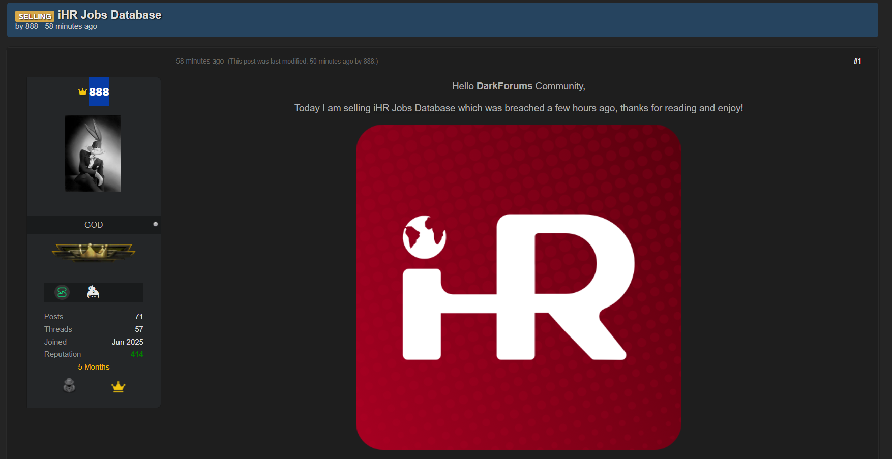 IHR JOBS涉嫌数据泄露李白你好-实战攻防李白你好