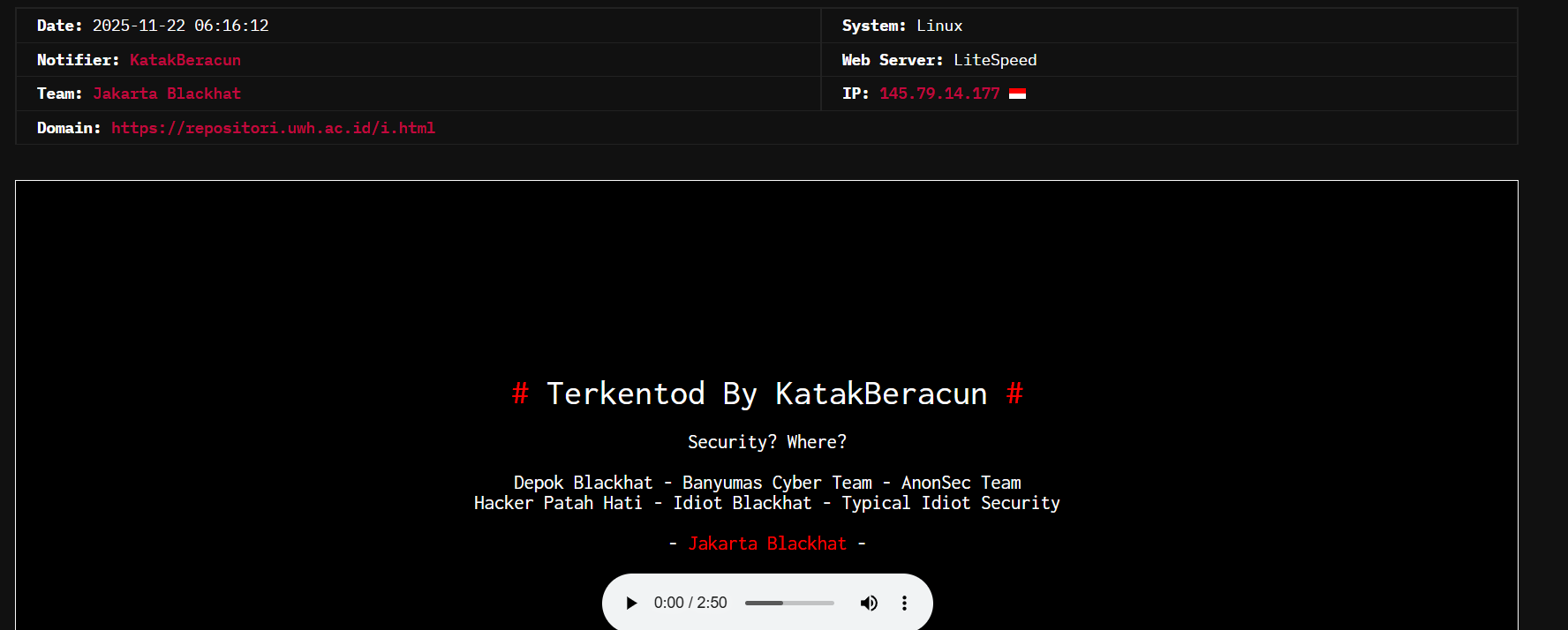雅加达黑帽瞄准棉兰威拉胡萨达大学网站李白你好-实战攻防李白你好