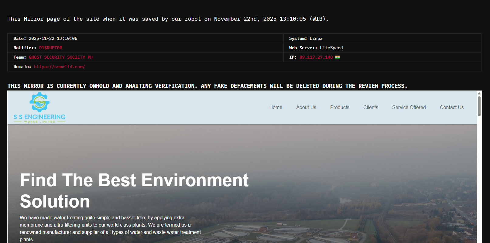 D1$RUPT0R针对S.S ENGINEERING WORKS LIMITED网站李白你好-实战攻防李白你好