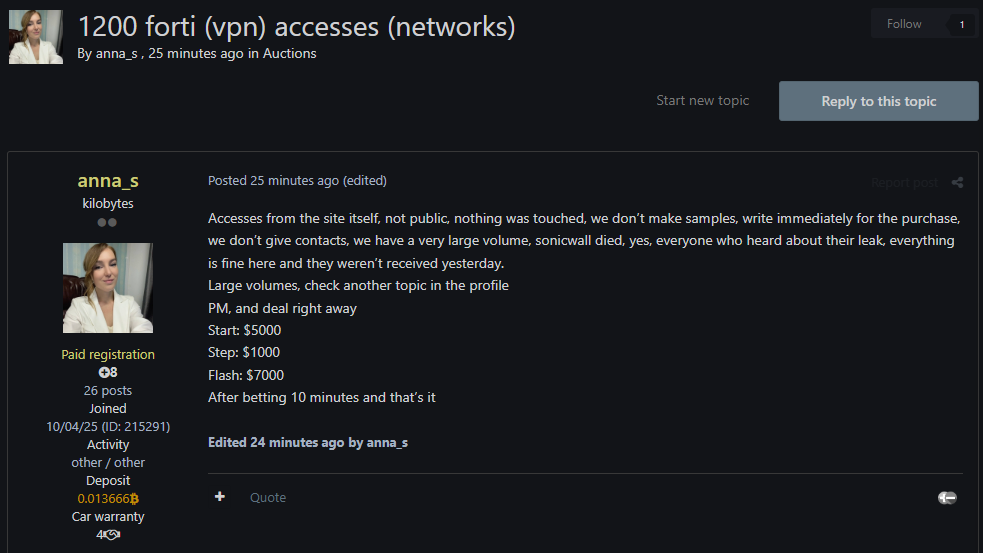 涉嫌出售1,200个Fortinet VPN网络访问李白你好-实战攻防李白你好