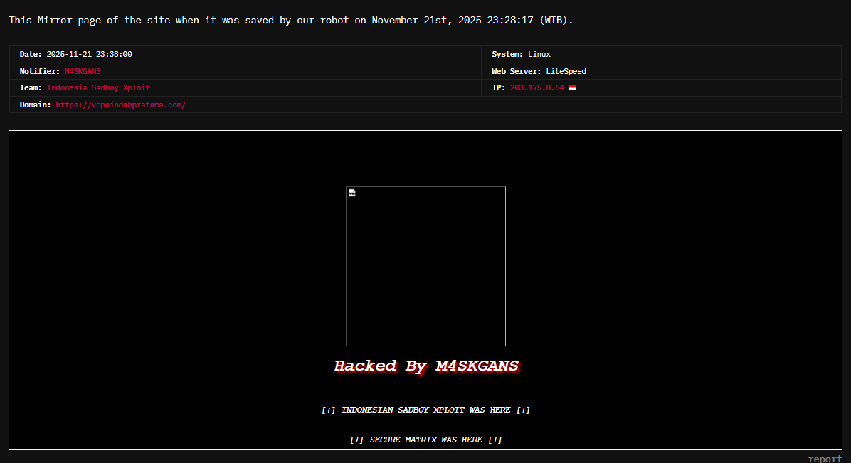 印度尼西亚Sadboy Xploit针对PT Vepo Indah Pratama网站李白你好-实战攻防李白你好