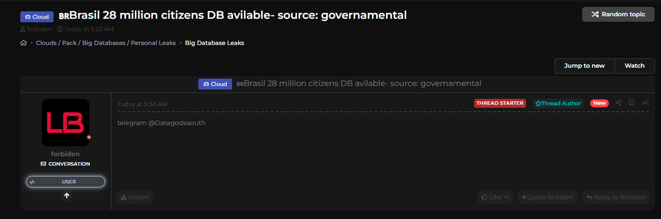 巴西公民数据库涉嫌泄露李白你好-实战攻防李白你好