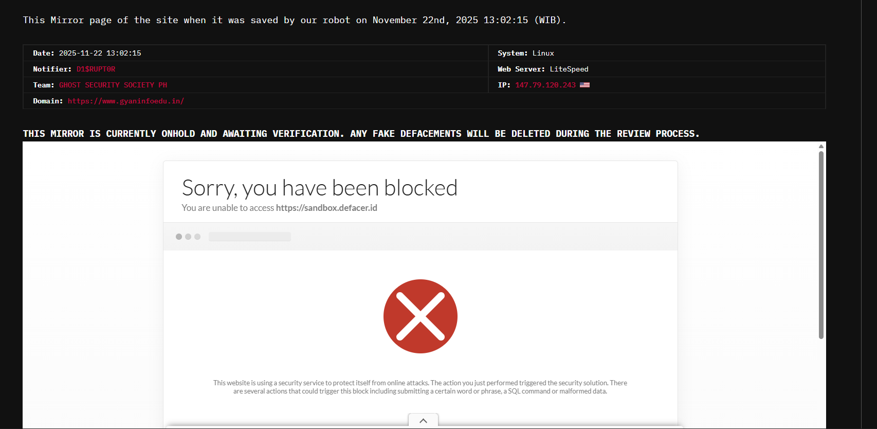 D1$RUPT0R针对Gyan Infotube Education的网站李白你好-实战攻防李白你好