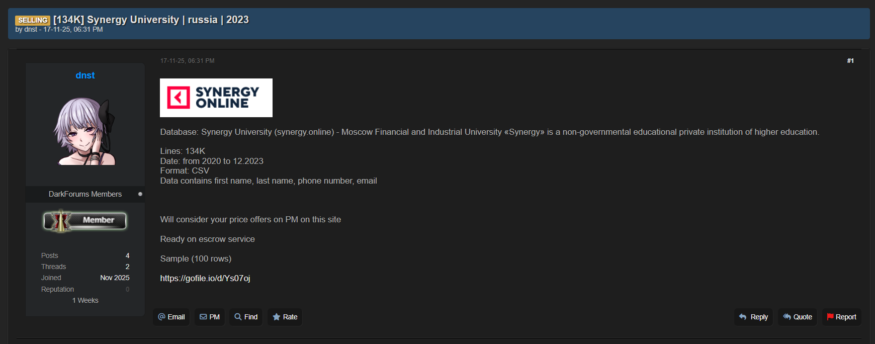 Synergy Corporation涉嫌数据泄露李白你好-实战攻防李白你好
