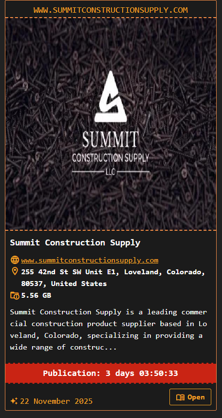 Summit Construction Supply成为DragonForce勒索软件的受害者李白你好-实战攻防李白你好