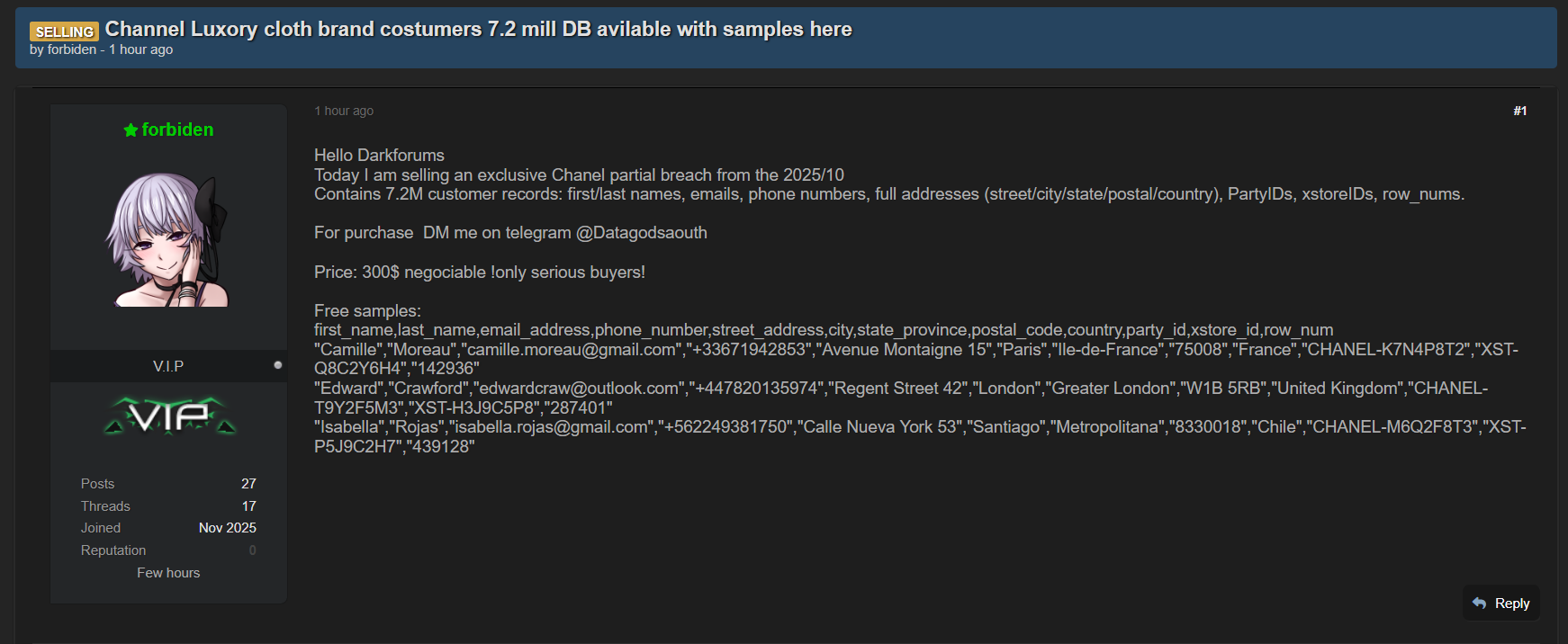 香奈儿涉嫌数据泄露李白你好-实战攻防李白你好